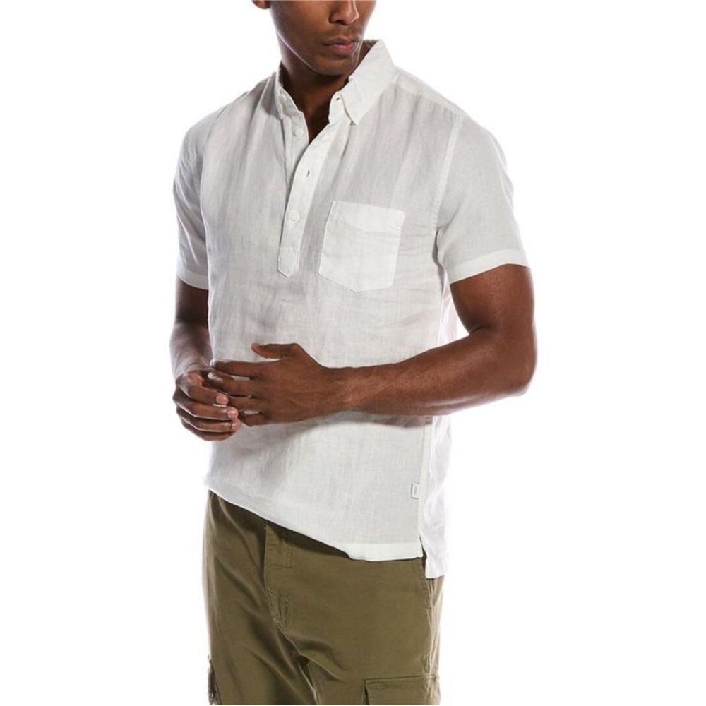 Onia Linen Blend Single Stripe Josh Pull Over Shirt NWT Large - Picture 4 of 15